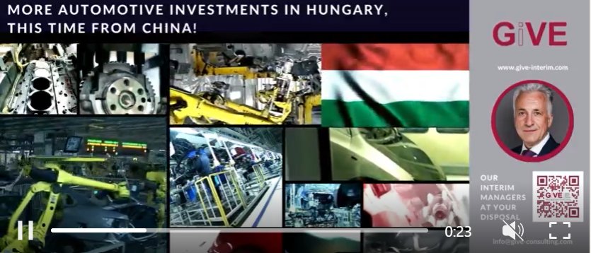 More Automotive investments in Hungary. This Time from China